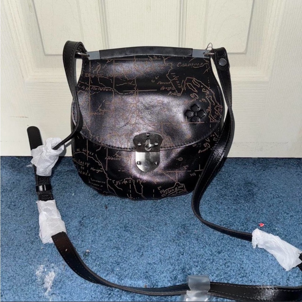 Patricia Nash World Map Black Leather Women's Bag